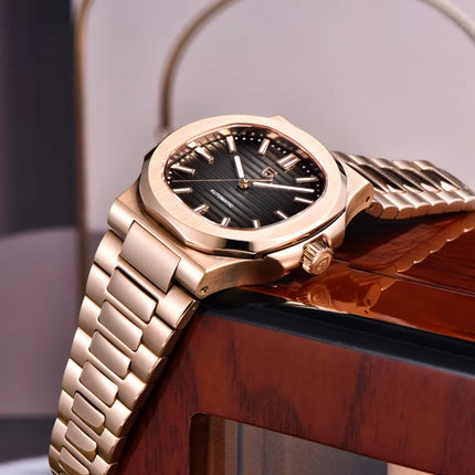 Nuovo Orologio da Uomo di Lusso PAGANI DESIGN 2026 Rosa Oro ST6 Automatico Meccanico con Protezione Luminosa e Vetro Zaffiro AR - Regalo Perfetto