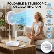 Ventilatore portatile pieghevole senza fili con telecomando, ventilatore da tavolo ricaricabile USB da 8000 mAh, 4 velocità del vento, funzionamento silenzioso, altezza regolabile, piccolo ventilatore da scrivania per casa,
