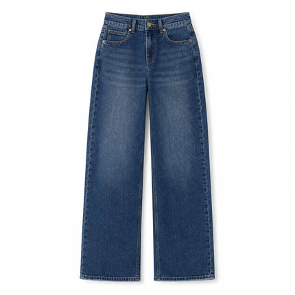 Women's Jeans Wide Waist High Waist Denim Blue Washed Embroidery Heart Embroidery pants Style Y2K Streetwear Glam Casual For City Outings And Leisure FX5432