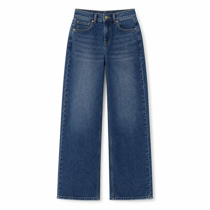 Women's Jeans Wide Waist High Waist Denim Blue Washed Embroidery Heart Embroidery pants Style Y2K Streetwear Glam Casual For City Outings And Leisure FX5432