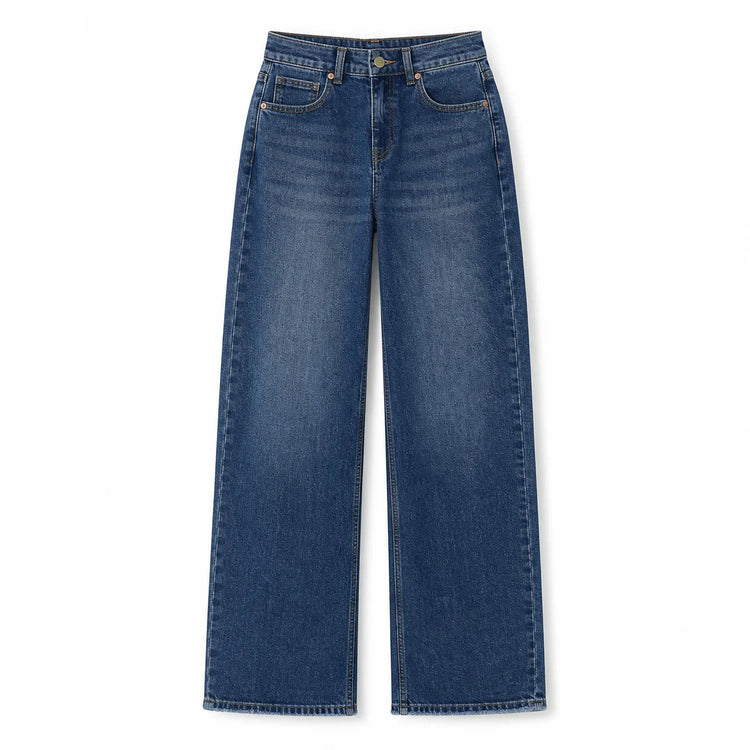 Women's Jeans Wide Waist High Waist Denim Blue Washed Embroidery Heart Embroidery pants Style Y2K Streetwear Glam Casual For City Outings And Leisure FX5432