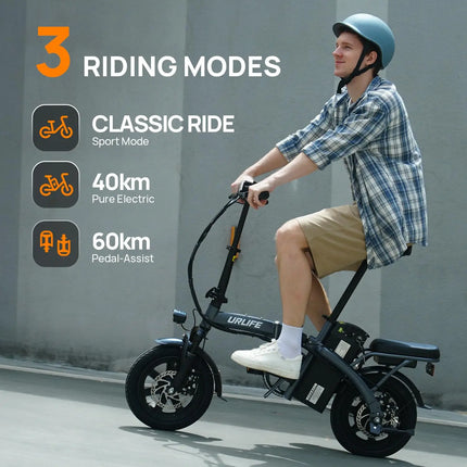 URLIFE F1L 500W Bici Elettrica Pieghevole da 14 Pollici, 48V 7.5Ah, Ricarica Rapida, 40KM, Sospensione Idraulica, Doppio Freno a Disco, Bici Elettrica per Pendolari