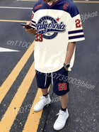 T-shirt e pantaloncini a maniche corte CALIFORN NO.23 da uomo Set t-shirt da donna a maniche corte con scollo a V sfumato
