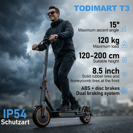 Monopattino Elettrico per Adulti TODIMART K3, Motore 350W, Batteria 36V 7.8Ah, Autonomia 35KM, Pieghevole, Controllo APP, Display LED, Pneumatici a Nido d'Ape, Cruise Control, E-Scooter per Pendolari Urbani
