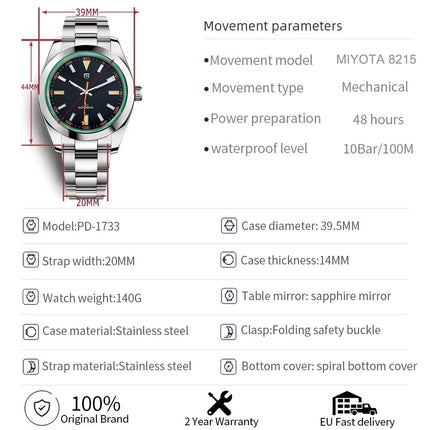 Nuovo Orologio da Uomo PAGANI DESIGN 2026, Orologio Automatico di Lusso per Uomo, Movimento Meccanico 8215, Regalo per Uomo, Vetro Zaffiro AR, Impermeabile, Luminoso, in Acciaio Inossidabile