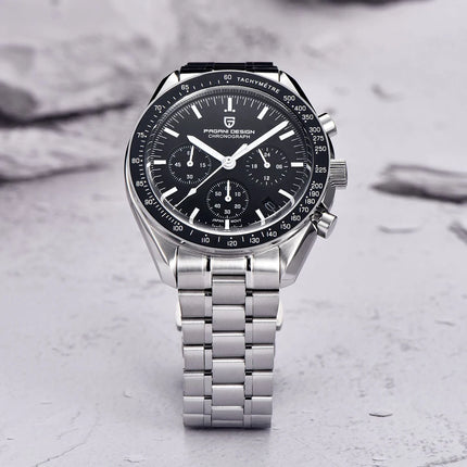 PAGANI DESIGN Nuovo Orologio da Uomo al Quarzo Orologio Luna Dorata Cronografo Sportivo VK63 con Zaffiro AR Luminoso Spedizione Locale