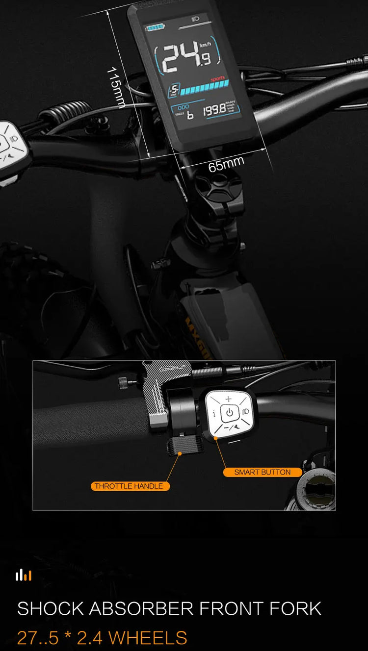 Bicicletta Elettrica LANKELEISI MX600 Pro, Motore 500W, Batteria 48V 20Ah, Autonomia 150KM, Pneumatici 27.5x2.4 Pollici, E-bike per Adulti