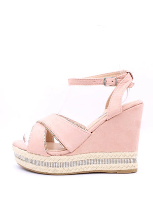 Soraia shoes Women's Glitter Stone Wedge Platform Sandal Wedge Sandal Summer Fashion Sandal PlatiNum