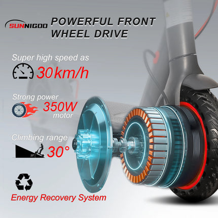 Scooter elettrico 350W Motore 36V 10.4Ah 30km Gamma 8,5 pollici Pneumatico a nido d'ape Monopattini elettrici con app 2026 Regali di Capodanno