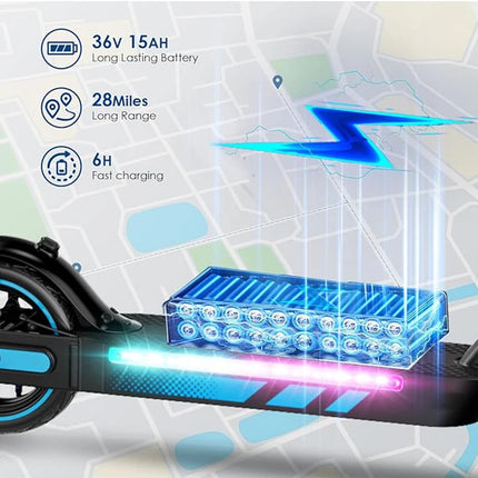 Monopattino elettrico HiQiS V10 pro con motore da 600W, batteria 36V15Ah, velocità 40KM/H, autonomia 45KM, pneumatici da 10 pollici, pieghevole, per adulti, con app.