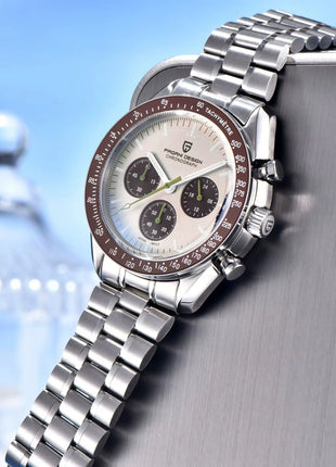 PAGANI DESIGN Serie Planetaria Saturn Light Tan Orologio al Quarzo da Uomo Cronografo Veloce con Vetro Zaffiro AR Orologio da Polso Uomo Novità 2026