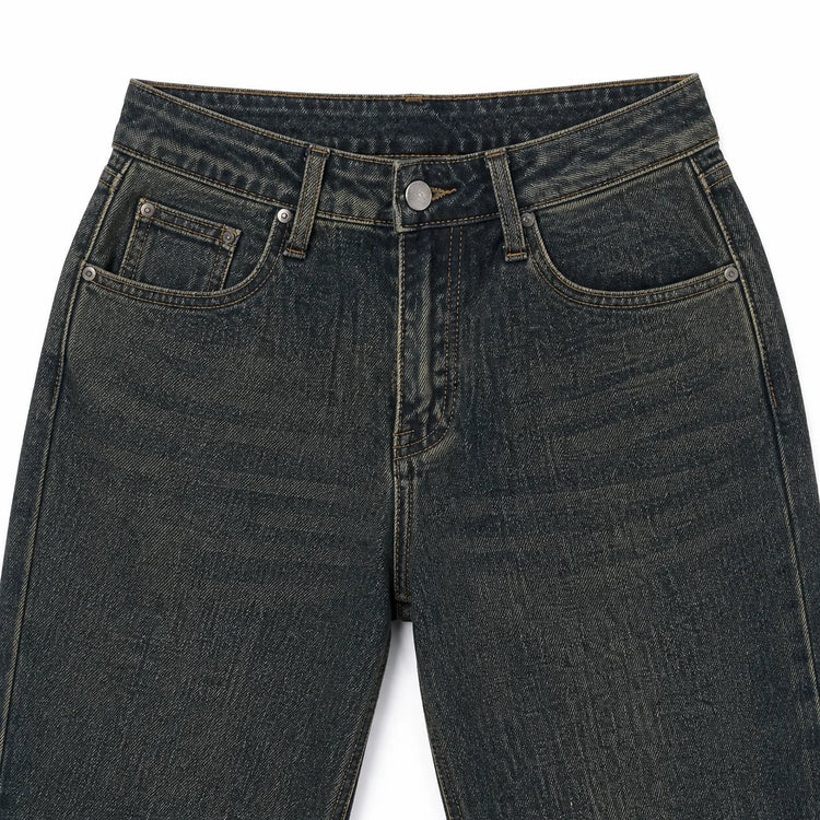 Women's Jeans Big Leg High Waist Denim Blue-Black Wash Vintage Effect Texture Used Thin pants Casual Streetwear For Urban Outing and Daily Look FX563-1