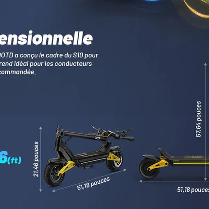 Monopattino Elettrico OOTD S10 10 Pollici con Connessione Bluetooth APP 1400W 48V 20AH 55KM/H Velocità Massima Autonomia 70km Leggero E-scooter con Doppia Sospensione platinumshop