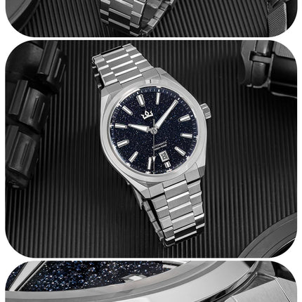 ADDIESKIN K010 Men's Automatic Watch Natural Stone Dial Tiger Eye Turquoise Goldstone Sapphire Crystal Miyota 9015 BGW9 Luminous