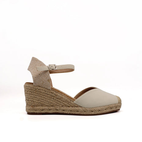 Soraia Shoes, Women's Spardain Sandals with Textile and Jute, Wedge and Platform, 2024 Fashion. Perfect for good weather, comfortable and beautiful, with buckle closure and reinforced tip. Multi Color PlatiNum