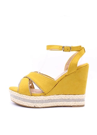 Soraia shoes Women's Glitter Stone Wedge Platform Sandal Wedge Sandal Summer Fashion Sandal PlatiNum