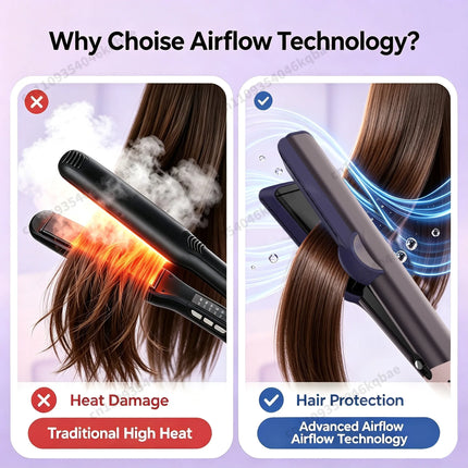 SenCiciMen 2 in 1 Air Straightener & Hair Dryer Negative Ion Flat Iron For Less Frizz Shiny & Smooth Hot Styling Tools Salon-Quality Results For Women Gift