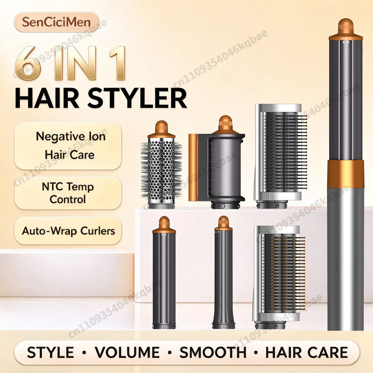 SenCiciMen 6 in 1 Air Styler Negative Ion Hair Dryer For Auto CurlingHair Styling Tools For Fast Drying,Curling,Volumizing & Smooth Best Gift for Women
