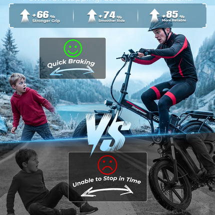 DEEPOWER G23 Bici Elettrica Pieghevole per Adulti, Motore ad Alta Coppia 90N·m, Batteria LG 48V 35Ah, Freni a Disco Meccanici, Pneumatici Fat 20×4.0, E-Bike Fuoristrada a Lunga Autonomia