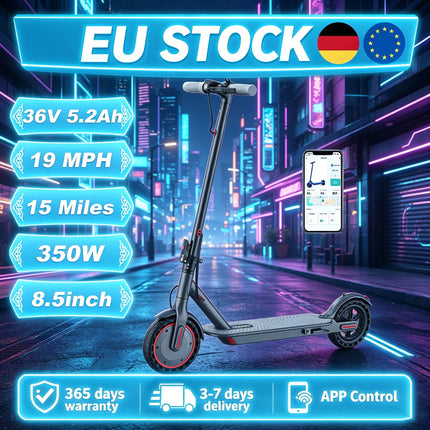 Monopattino Elettrico Pieghevole Portatile da 350W con Luci LED, Velocità Massima di 30 km/h, Capacità di Carico di 120 kg e Autonomia Fino a 32 km, Disponibile in Magazzino UE per una Guida Notturna Più Sicura