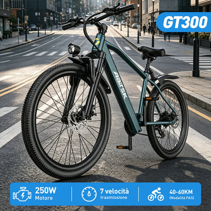 Bicicletta Elettrica Aairsk GT300 per Adulti, Batteria 36V10AH, 7 Velocità, con NFC, Pneumatici da 26 Pollici