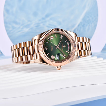 Nuovo orologio da uomo DESIGN PAGANI, orologio automatico di lusso in oro rosa per uomo, orologi meccanici con bracciale, specchio in zaffiro AR, impermeabile, con data, regalo per uomo d'affari