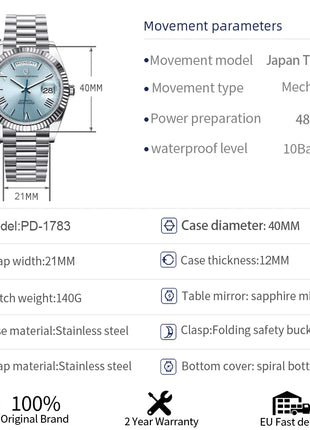 Orologi da uomo PAGANI DESIGN DD40 2026 Nuovo orologio automatico con data e giorno della settimana, orologio da polso meccanico da uomo con vetro zaffiro AR, orologio da uomo in acciaio inossidabile 316L, movimento TMI/MIYOT