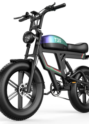 Bicicletta Elettrica T20 con Batterie agli Ioni di Litio ad Alta Capacità 48V20Ah, Bici Elettrica per Adulti con Pneumatici All-Terrain 20'X4.0', Mountain Bike Elettrica per Adulti