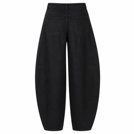 Women's Banana High Waist Denim Jeans Black Washed Rhinestones Decorative pants Wings Wide Glitter Streetwear For Urban Releases Look Fashion Glam FX5429-1