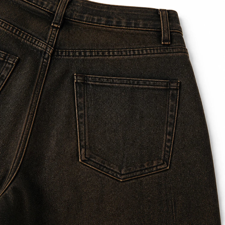 Dark Brown woman Jeans Balloon High Waist Vintage Wash Soft Denim Fit Large Functional Pockets Urban Streetwear Style Curled Cut Perfect For Daily Outfits Casual Outings FX5314-7