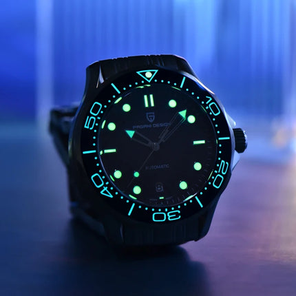 PAGANI DESIGN Orologio subacqueo automatico di lusso verde da uomo, Nuova collezione, Orologio meccanico MIYOTA 8215 da uomo, Spedizione locale