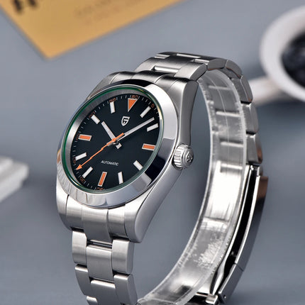 Nuovo Orologio da Uomo PAGANI DESIGN 2026 con Ghiera Verde, Orologio Automatico di Lusso, Meccanico, con Vetro Zaffiro AR Protettivo, Luminoso, in Acciaio Inossidabile