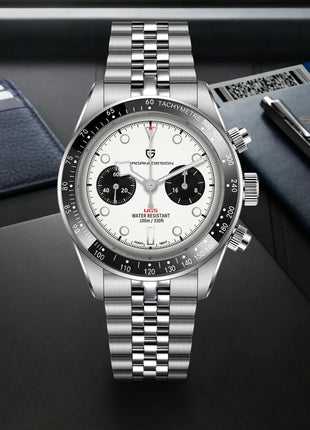 PAGANI DESIGN Nuovo orologio da uomo Panda, orologio sportivo cronografo al quarzo di lusso, vetro zaffiro AR, luminoso, impermeabile, consegna locale UE