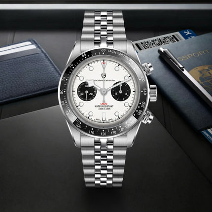 PAGANI DESIGN Nuovo orologio da uomo Panda, orologio sportivo cronografo al quarzo di lusso, vetro zaffiro AR, luminoso, impermeabile, consegna locale UE