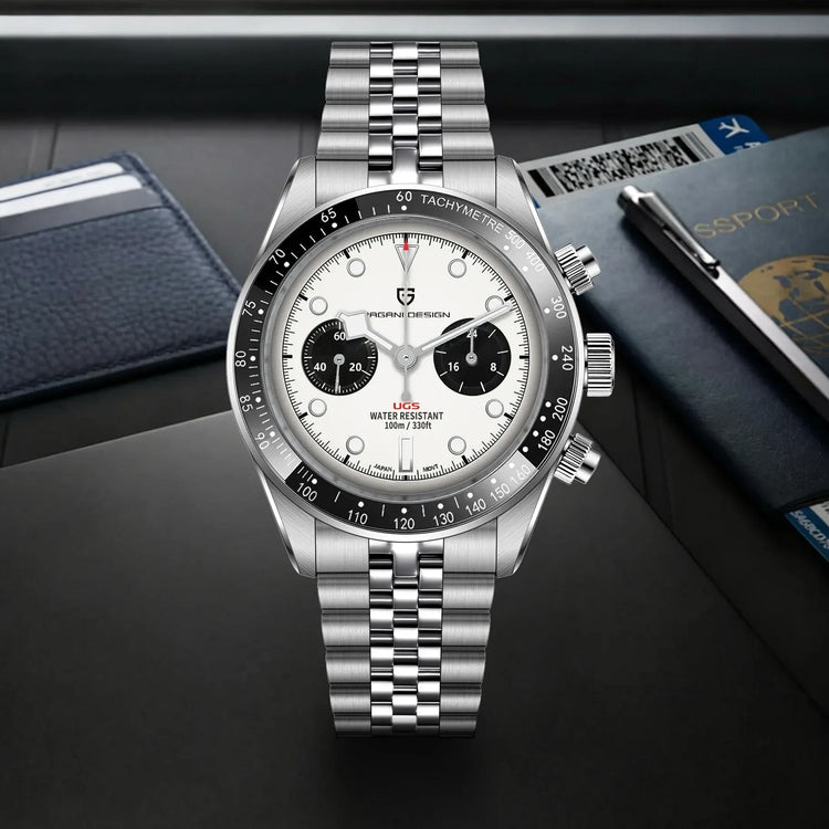 PAGANI DESIGN Nuovo orologio da uomo Panda, orologio sportivo cronografo al quarzo di lusso, vetro zaffiro AR, luminoso, impermeabile, consegna locale UE