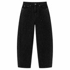 Women's Banana High Waist Denim Jeans Black Washed Rhinestones Decorative pants Wings Wide Glitter Streetwear For Urban Releases Look Fashion Glam FX5429-1