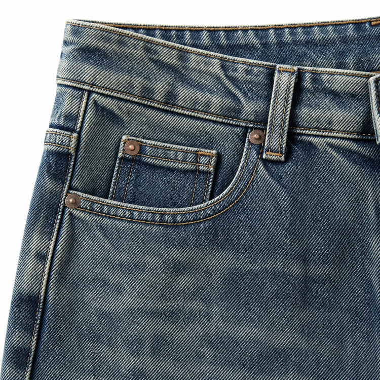 Women's Wide Leg Jeans with Distressed Waist, Blue Denim with Vintage Texture Effect, Crossed Oblique Closure, Loose Fit for Leg Shaping, Y2K Streetwear Style, Ideal for Outings, Urban Life, Dates, Spring Summer Autumn Winter
