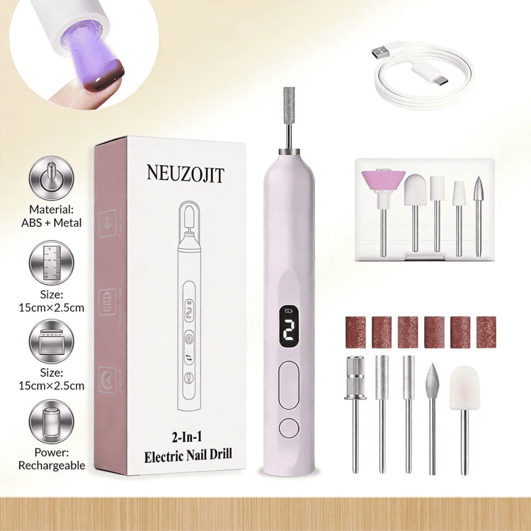 Cordless Nail Drill Electric Nail File Kit, Rechargeable Efile Set, Portable Acrylic Gel Nail Polish Remover Machine, Pedicure Manicure Tool, 11 Bits, 6 Sanding Bands, Salon Home