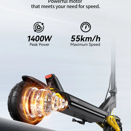 Monopattino Elettrico OOTD S10 10 Pollici con Bluetooth e APP, 1400W 48V 20AH, Velocità Massima 55KM/H, Autonomia 70km, Leggero, Doppia Sospensione