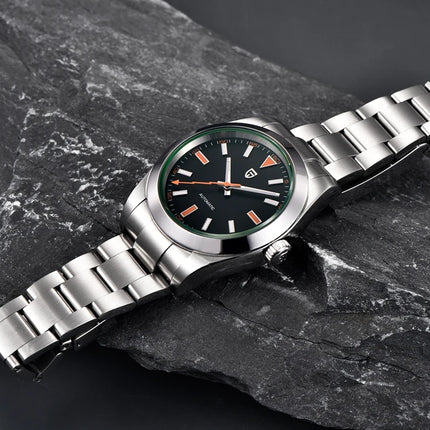 Nuovo Orologio da Uomo PAGANI DESIGN 2026 con Ghiera Verde, Orologio Automatico di Lusso, Meccanico, con Vetro Zaffiro AR Protettivo, Luminoso, in Acciaio Inossidabile