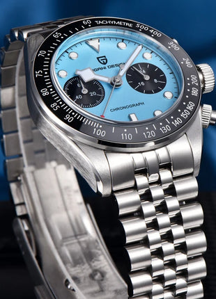 Nuovi orologi da uomo Panda DESIGN, orologio al quarzo di lusso Panda, cronografo sportivo da uomo, cronografo con vetro zaffiro, lenti AR, ceramica, leggero, impermeabile, in acciaio inossidabile, orologio da uomo, idea rega