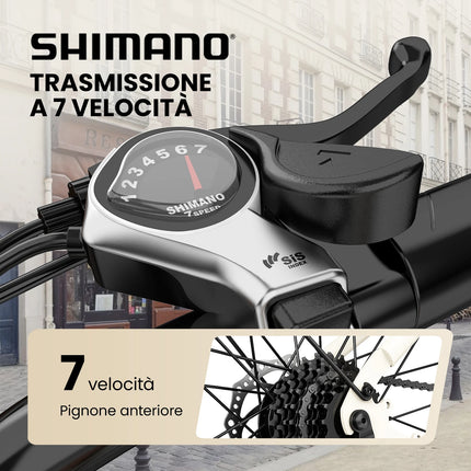 AAIRSK City Bicicletta Elettrica, Batteria 36V 13 Ah, 7 Velocità, Range fino a 60 km, NFC, Velocità 25 km/h, Ebike per adulti.
