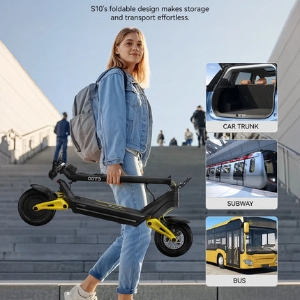 Monopattino Elettrico OOTD S10 10 Pollici con Bluetooth e APP, 1400W 48V 20AH, Velocità Massima 55KM/H, Autonomia 70km, Leggero, Doppia Sospensione
