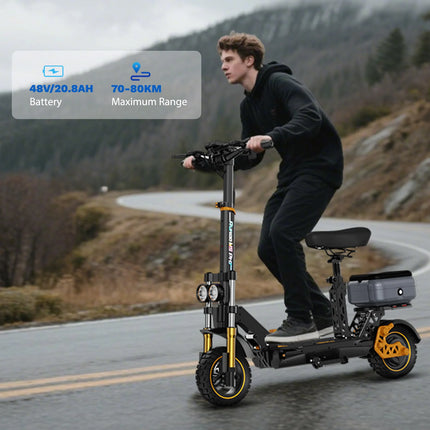 Ruitoo M5Pro Scooter elettrico Motore 1200W Batteria 48V20.8AH Velocità 55KM/h Pneumatici fuoristrada da 11 pollici Design portatile pieghevole