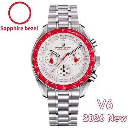 Orologio al Quarzo PAGANI DESIGN per Uomo, Orologio Goldmoon VK63, Cronografo Sportivo, Vetro Zaffiro AR, Luminoso, Impermeabile