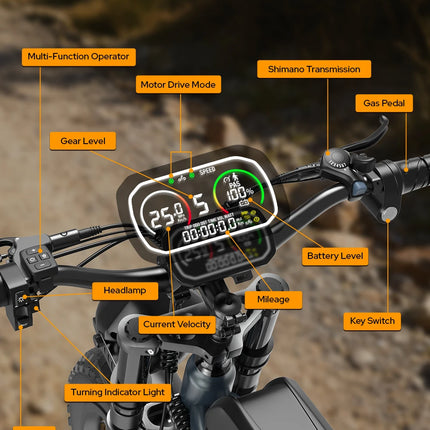 Bicicletta Elettrica DEEPOWER S8 3500W Doppio Motore 48V 60Ah Doppia Batteria Bici Elettrica Fuoristrada Pneumatici Larghi 20 Pollici E-bike per Tutti i Terreni