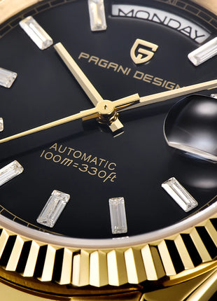 Nuovo Orologio da Uomo di Lusso PAGANI DESIGN add36 Dorato 2026, Orologio Meccanico Automatico con Vetro Zaffiro AR Protettivo, Cassa in Acciaio Inossidabile, Datario, da Polso
