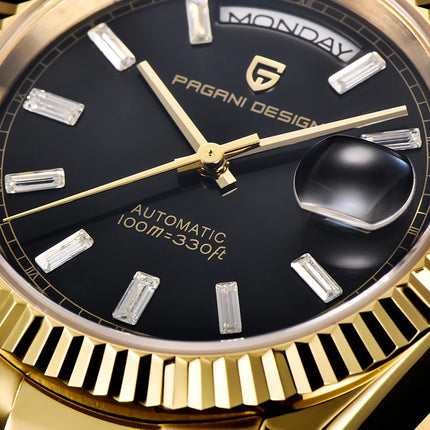 Nuovo Orologio da Uomo di Lusso PAGANI DESIGN add36 Dorato 2026, Orologio Meccanico Automatico con Vetro Zaffiro AR Protettivo, Cassa in Acciaio Inossidabile, Datario, da Polso