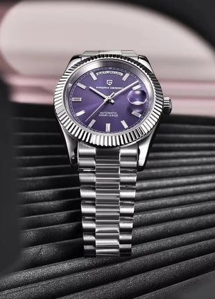 Nuovo Orologio Meccanico Automatico PAGANI DESIGN DD40 2026 per Uomo, Quadrante Viola, Data, Vetro Zaffiro AR, Impermeabile, Sportivo, in Acciaio Inossidabile, Regalo per Uomo