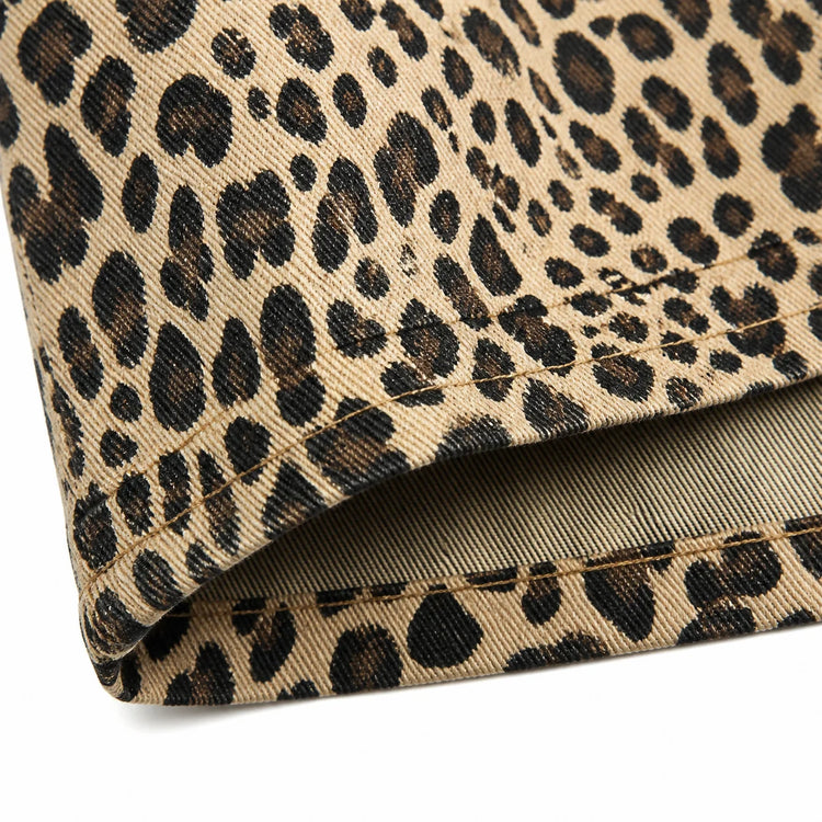 High Waist Wide Leg Jeans woman Leopard printing Denim Vintage Loose Comfortable Fashion Look For City Party Daily Outings FX5319-1
